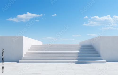 white stairway with blue sky with clouds in the background © Robotoyo