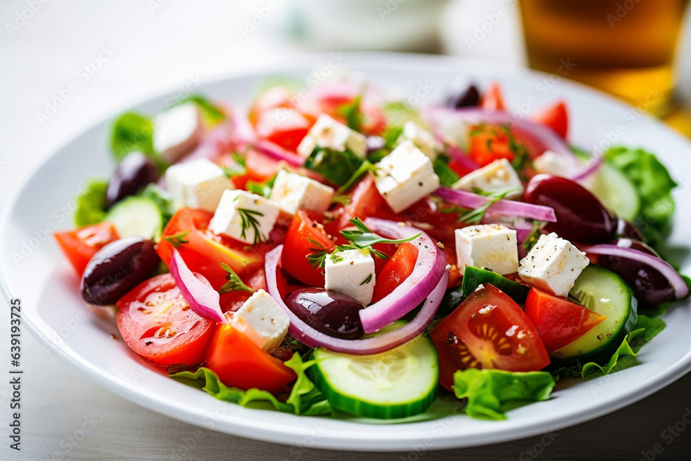 Mediterranean Majesty: Iconic Greek Salad - Vibrant Culinary Showcase Mediterranean Majesty: Iconic Greek Salad - Vibrant Culinary Showcase