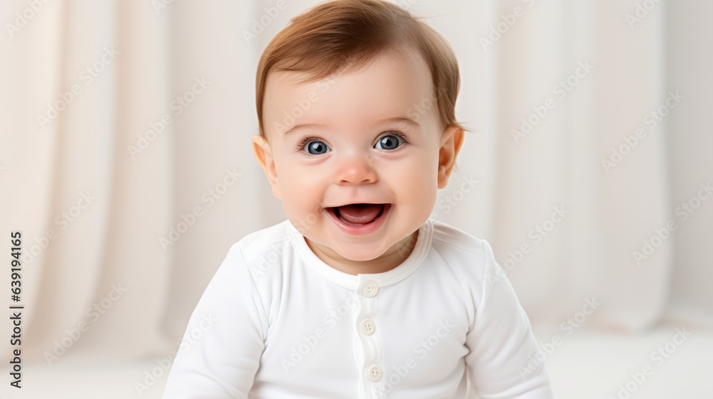 Cute baby is smiling. Beautiful illustration picture. Generative AI