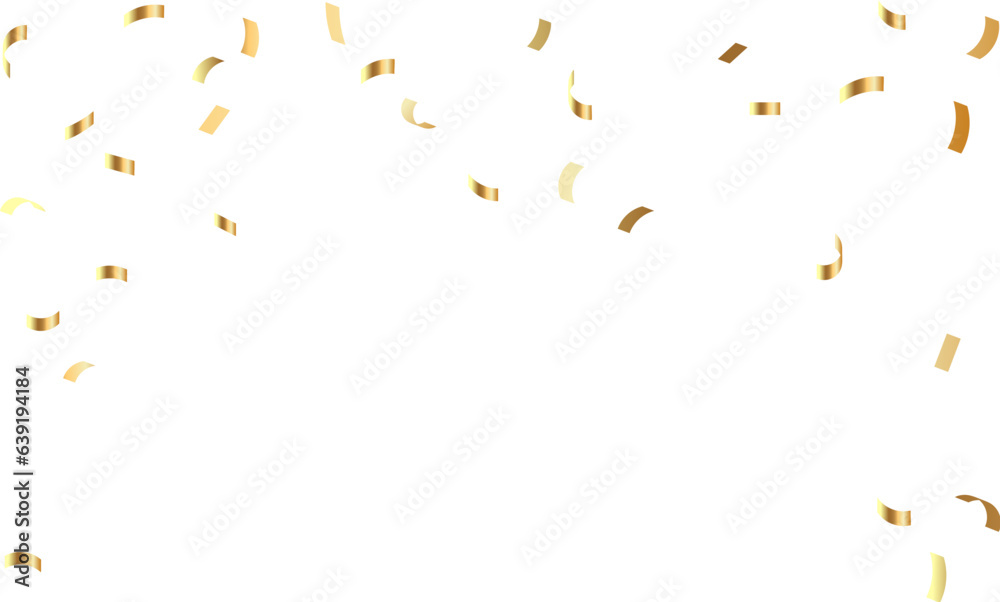 Golden confetti and zigzag ribbon falling from above Streamers, tinsel vector