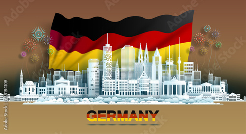 Anniversary celebration independence Germany day and travel landmarks Berlin city.