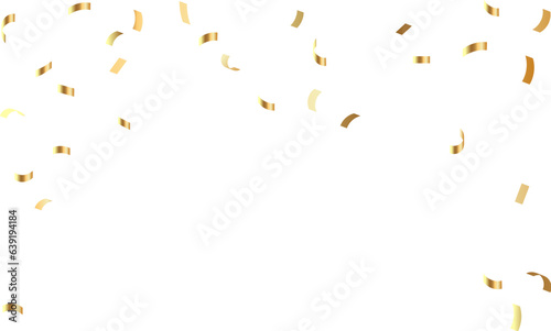 Golden confetti and zigzag ribbon falling from above Streamers, tinsel vector