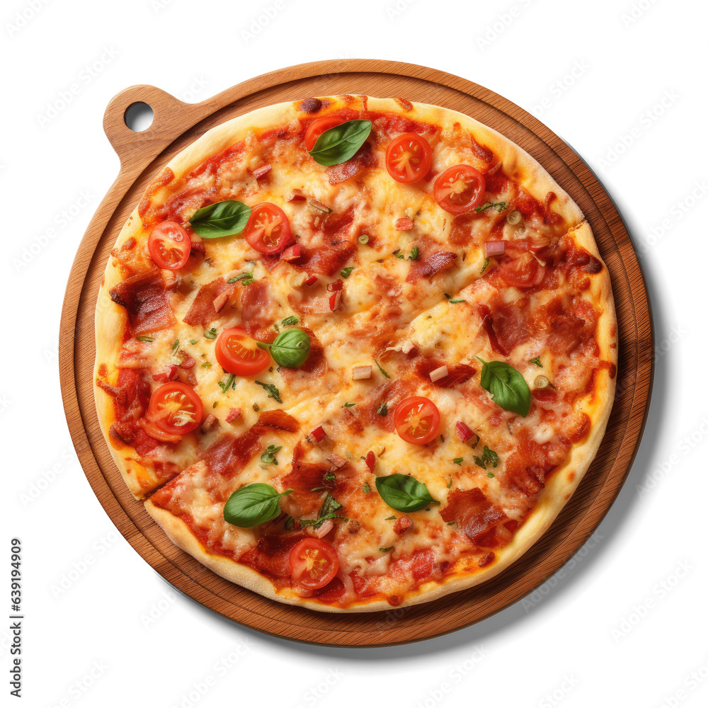 top view of a pizza with transparent background