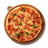 top view of a pizza with transparent background