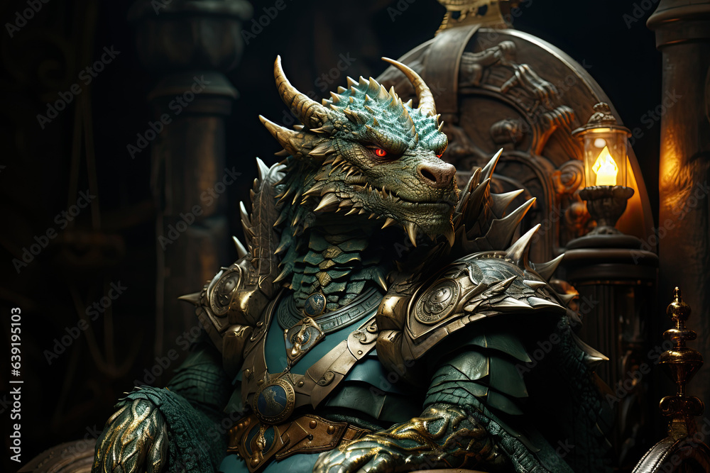 Green Dragon King On Golden Throne In The Castle Greeting Card For The   1000 F 639195103 5HkaVP3XycjcqKhAZhNiXSLfyS0t9WM3 