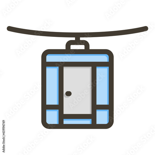 Cableway Vector Thick Line Filled Colors Icon Design