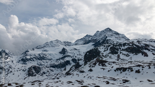 panoramic view of alpine peaks snow capped