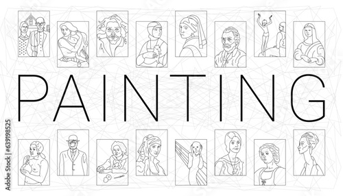 Modern Linear banner with famous vintage painting