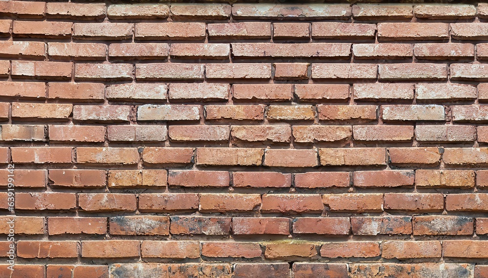 Painted old brick Wall panoramic background
