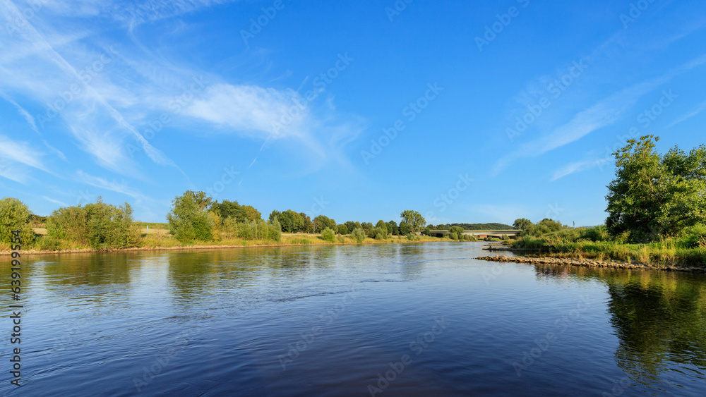 Fototapeta premium River landscape on a sunny summer day. Germany nature