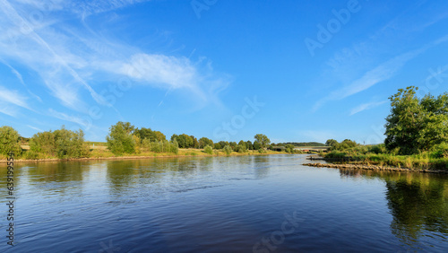 River landscape on a sunny summer day. Germany nature