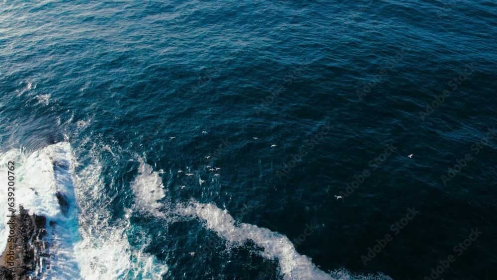 custom made wallpaper toronto digitalTop down view on ocean waves crashing and foaming around majestic rocks and cliffs. Inspiring and incredible nature concept. Drone shot of powerful sea water on epic coastline