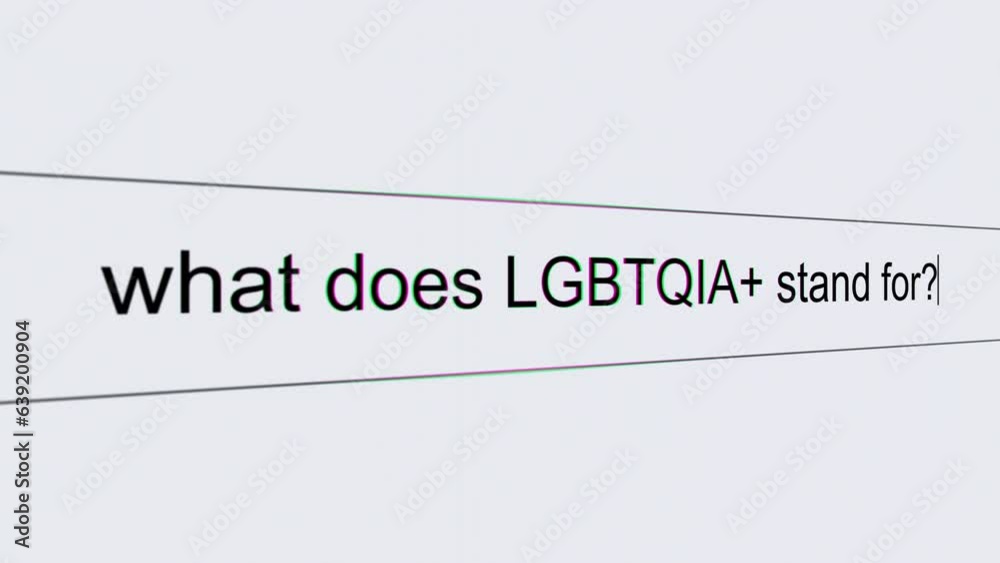 What does LGBTQIA+ stand for? - Internet browser search bar question typing LGBTQIA+ related question with camera movement.