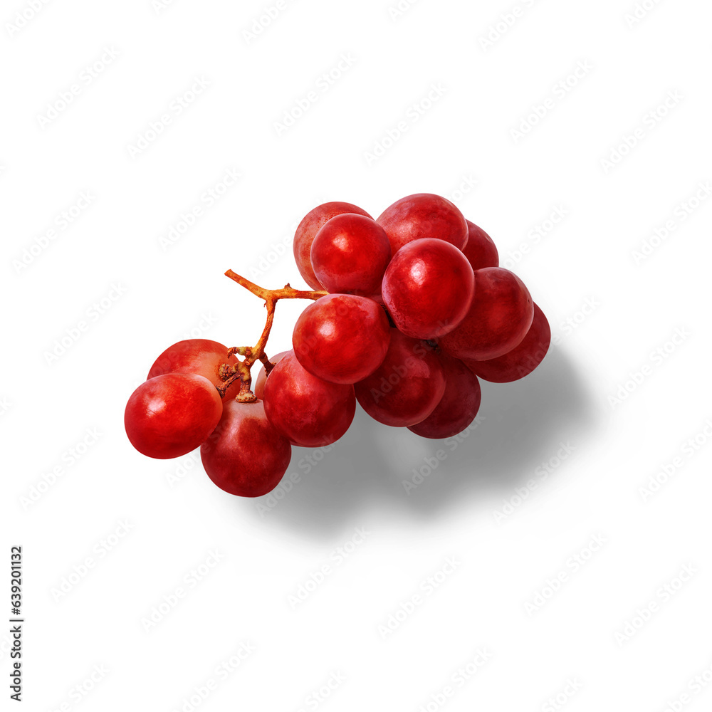 Close up view red grape isolated on white background.