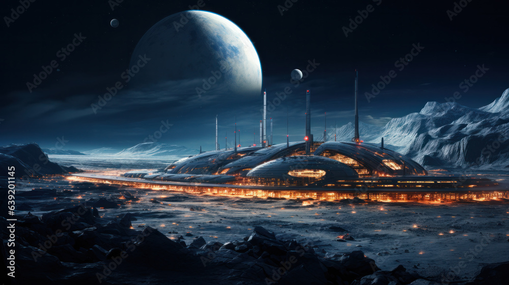Building like a lunar exploration base that appeared in the dark