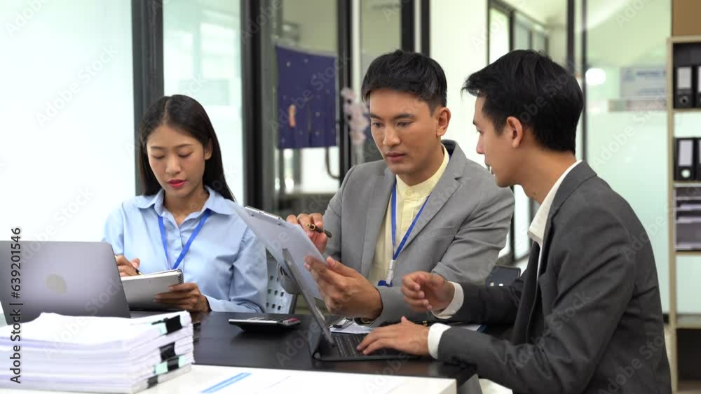 Operations Manager Team Holds Meeting Presentation for analysis graph company financial. People Work in Business Office. Operations Manager Team Holds Meeting Presentation for analysis graph company financial. People Work in Business Office.