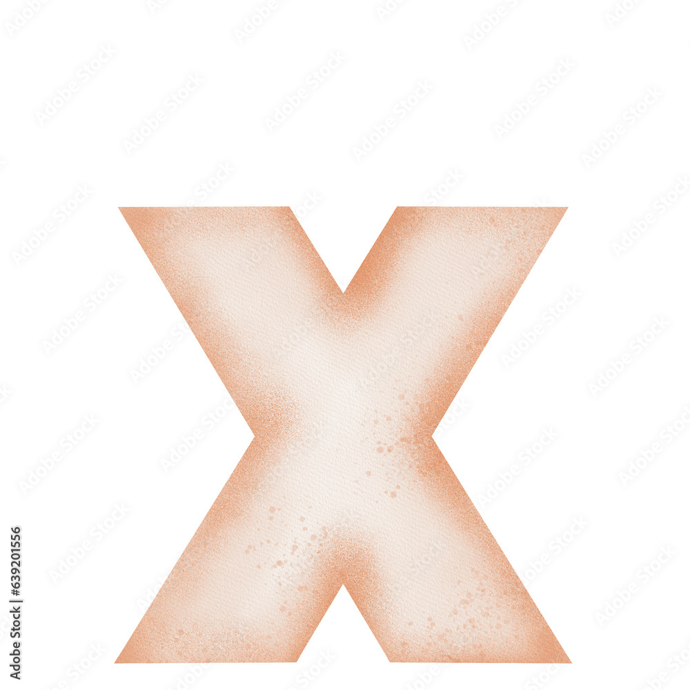 Obraz premium Orange Alphabet A-Z a-z 0-9 watercolor illustration