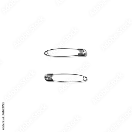 Close up view steel pin isolated on white background.