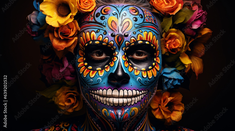 Festive Calavera Face Paint Día de los Muertos