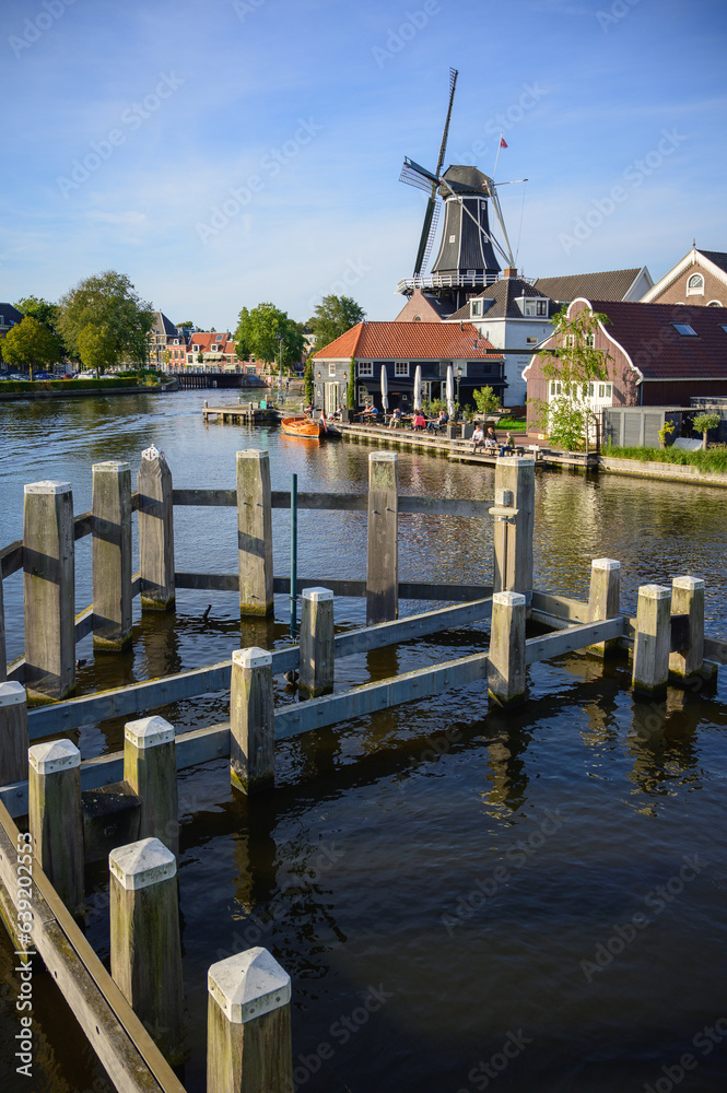 Harlem - Cityscape with Windmill De Adriaan on Spaarne river - Netherlands