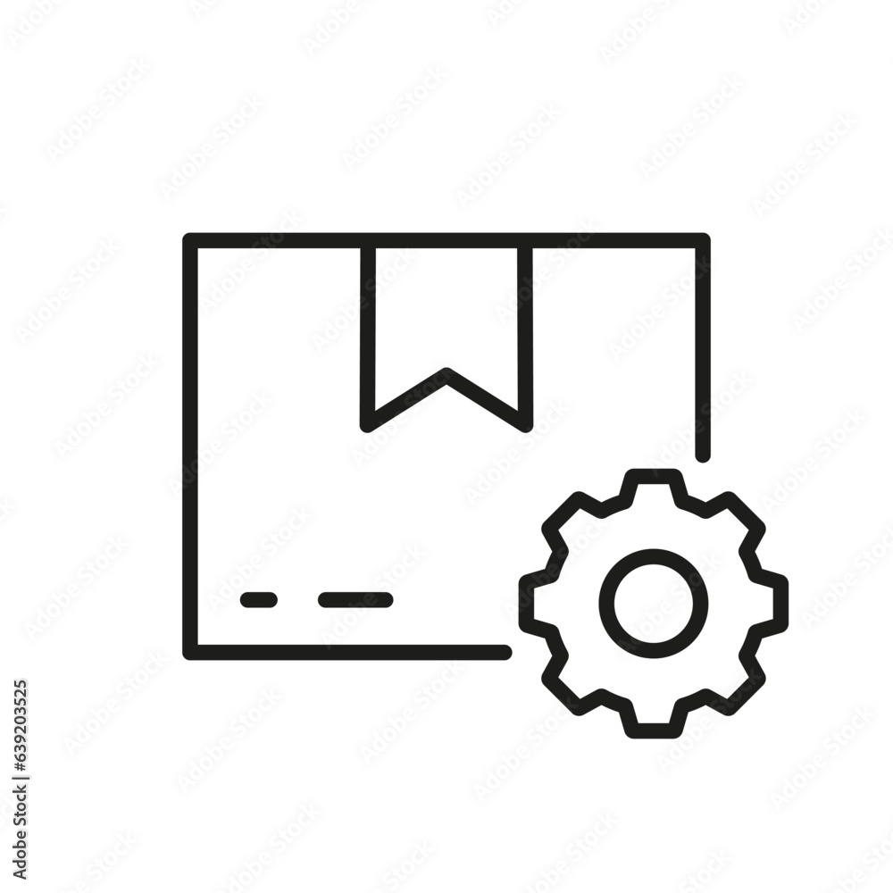 Parcel with Gear Line Icon. Shipping Order Linear Pictogram. Delivery Service Settings Sign. Cogwheel and Cardboard Box Outline Symbol. Editable Stroke. Isolated Vector Illustration Parcel with Gear Line Icon. Shipping Order Linear Pictogram. Delivery Service Settings Sign. Cogwheel and Cardboard Box Outline Symbol. Editable Stroke. Isolated Vector Illustration