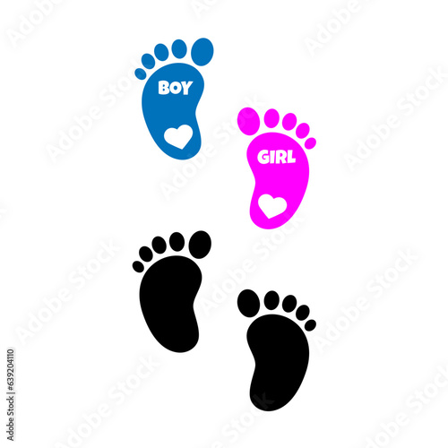 Baby footprint, baby feet, boy, girl svg cut file. Isolated vector illustration.