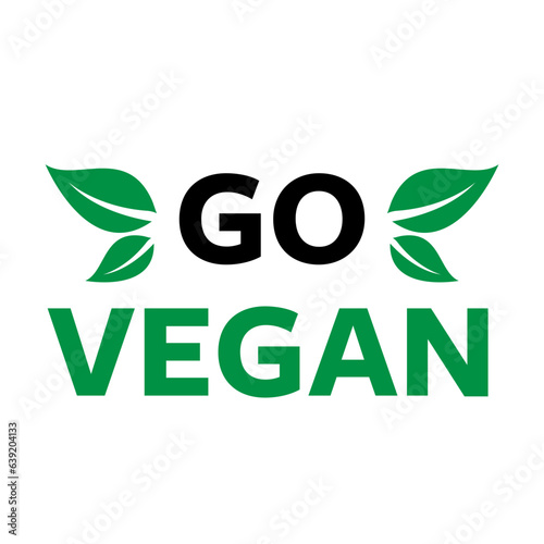 Go vegan with green leaves svg cut file. Isolated vector illustration.