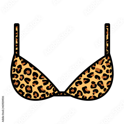 Leopard print bra svg cut file. Isolated vector illustration.