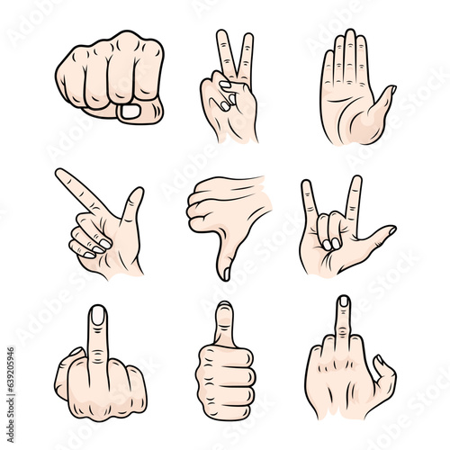 Vector Illustrations of Hand Gestures