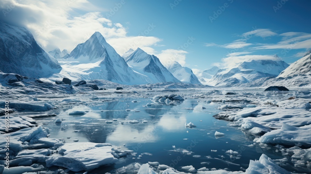 Glacier lake scenery, frozen iceberg photo, free public domain CC0 image
