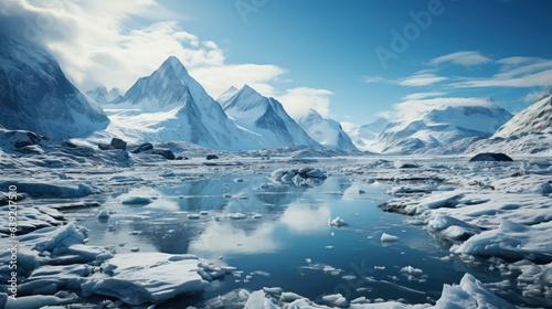 Glacier lake scenery  frozen iceberg photo  free public domain CC0 image