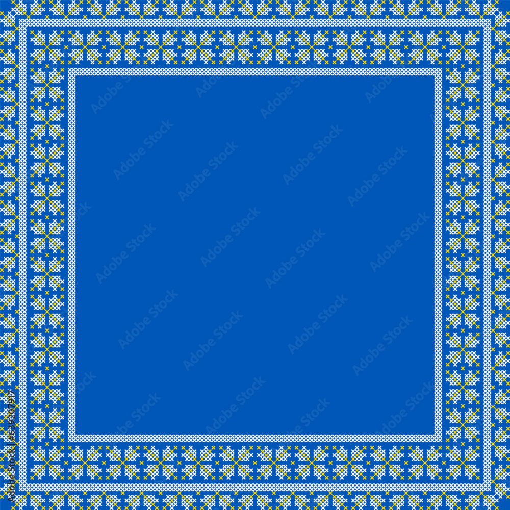 Obraz premium Vector illustration of Ukrainian ornament in ethnic style, identity, vyshyvanka, embroidery for print clothes, websites, banners. Background. Geometric design