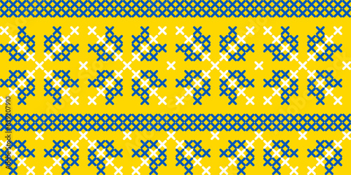 Vector illustration of Ukrainian ornament in ethnic style, identity, vyshyvanka, embroidery for print clothes, websites, banners. Background. Geometric design
