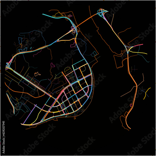 Colorful Map of Quanzhou, Fujian with all major and minor roads.