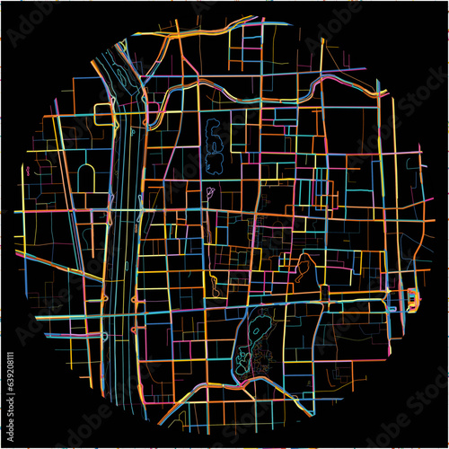 Colorful Map of Taiyuan, Shanxi with all major and minor roads.