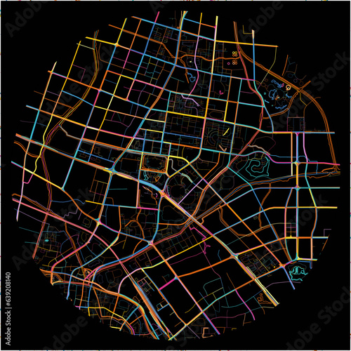 Colorful Map of Changzhou, Jiangsu with all major and minor roads.