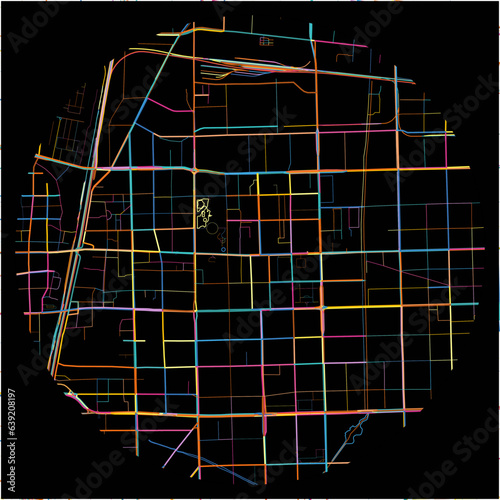 Colorful Map of Shijiazhuang, Hebei with all major and minor roads.