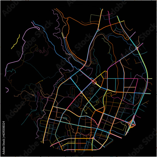 Colorful Map of Putian, Fujian with all major and minor roads.