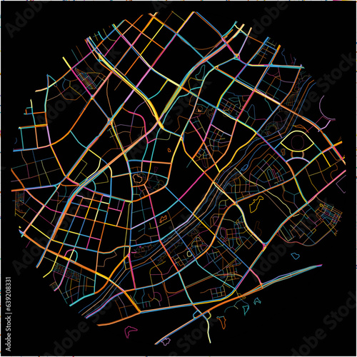 Colorful Map of Yiwu, Zhejiang with all major and minor roads.