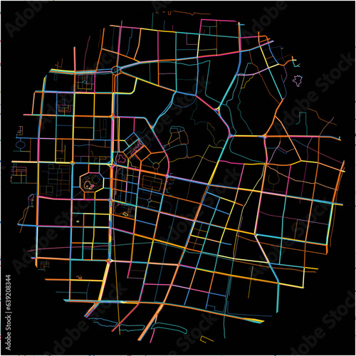 Colorful Map of Taizhou, Zhejiang with all major and minor roads.