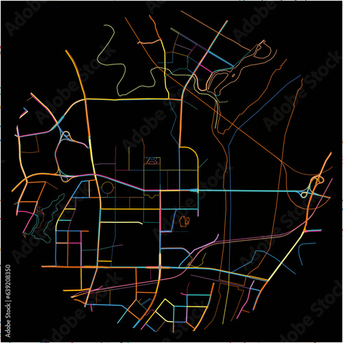Colorful Map of Nanchong, Sichuan with all major and minor roads.