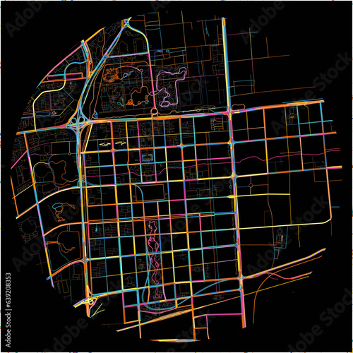 Colorful Map of Luoyang, Henan with all major and minor roads.