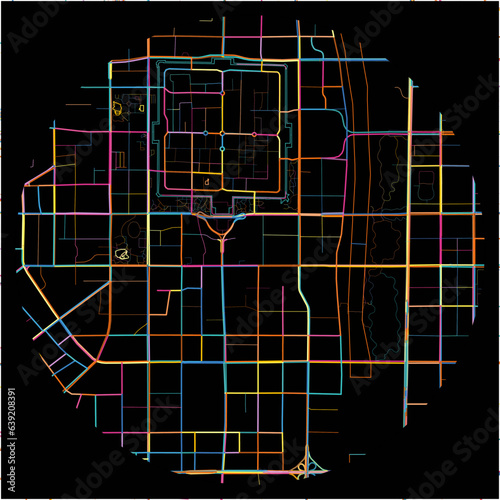Colorful Map of Datong, Shanxi with all major and minor roads.