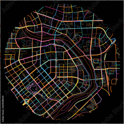 Colorful Map of Ganzhou, Jiangxi with all major and minor roads.