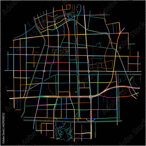Colorful Map of Taizhou, Jiangsu with all major and minor roads.