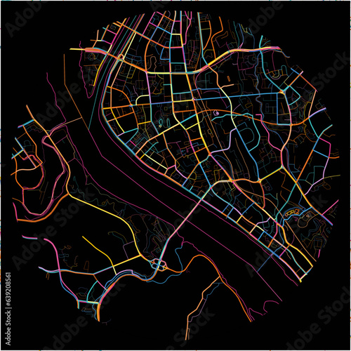 Colorful Map of Yichang, Hubei with all major and minor roads.