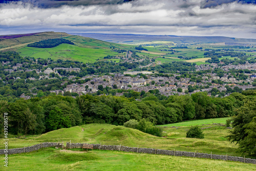 Photo Aerial landscape view of Buxton, Derbyshire.
