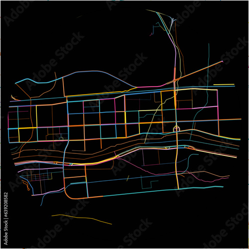 Colorful Map of Fushun, Liaoning with all major and minor roads. photo