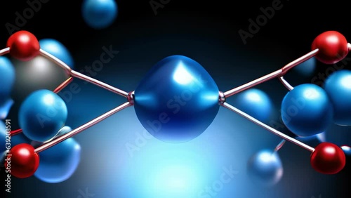 macro photo of a peptide bond captures the strong interatomic interaction between the nitrogen blue and carbon red atoms. The nitrogen appears with its larger photo