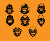 set of ape faces